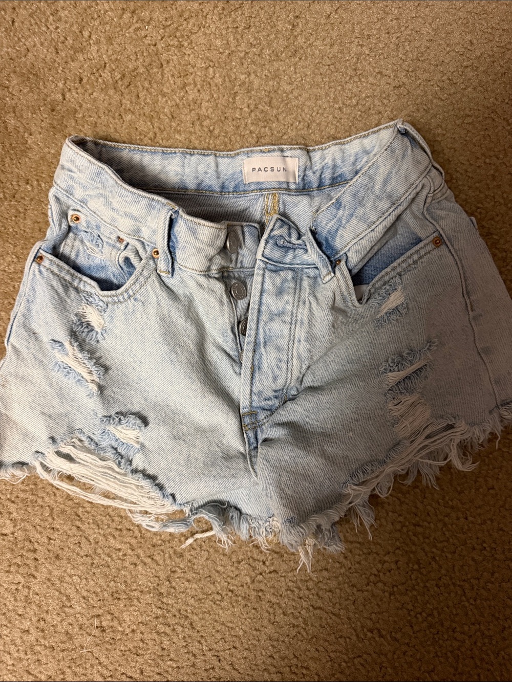 PacSun Light Blue Distressed Denim Cutoff Shorts